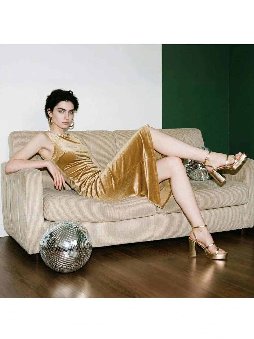 Gold Metallic Ankle-Strap Platform Sandal - Women